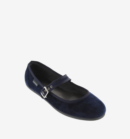 MARY JANE BALLERINE VELOURS MARINE