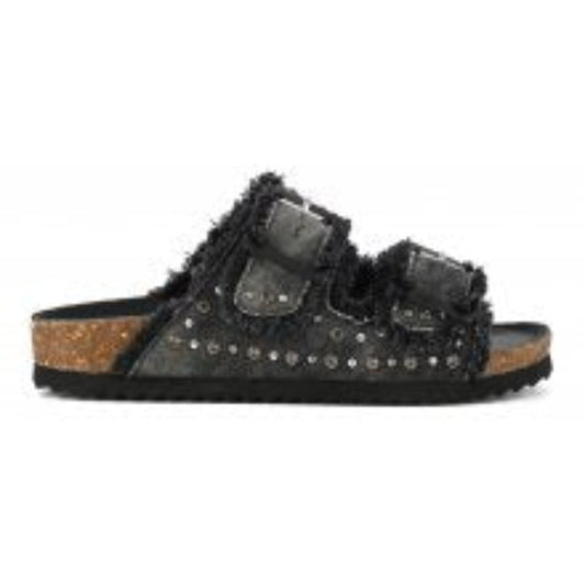 SANDALES EN JEANS AVEC STRASS - BLACK