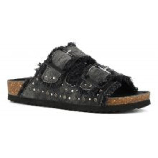 SANDALES EN JEANS AVEC STRASS - BLACK