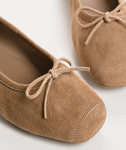 BALLERINES HARMONY CUIR VELOURS NATUREL