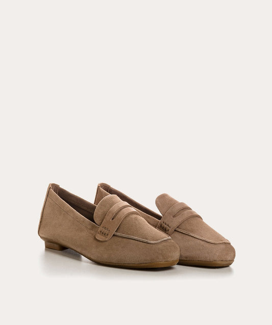 MOCASSINS HEMA CUIR VELOUR TAUPE