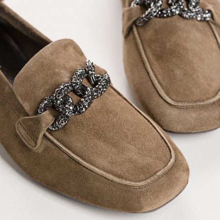 MOCASSINS HOLDING CUIR VELOURS VISON