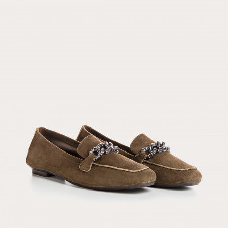 MOCASSINS HOLDING CUIR VELOURS VISON