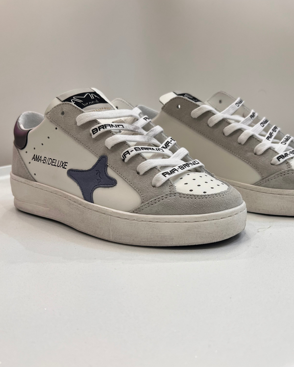 SLAM 2410 - SNEAKERS  BLANC, GRIS ET PATCH BLEU